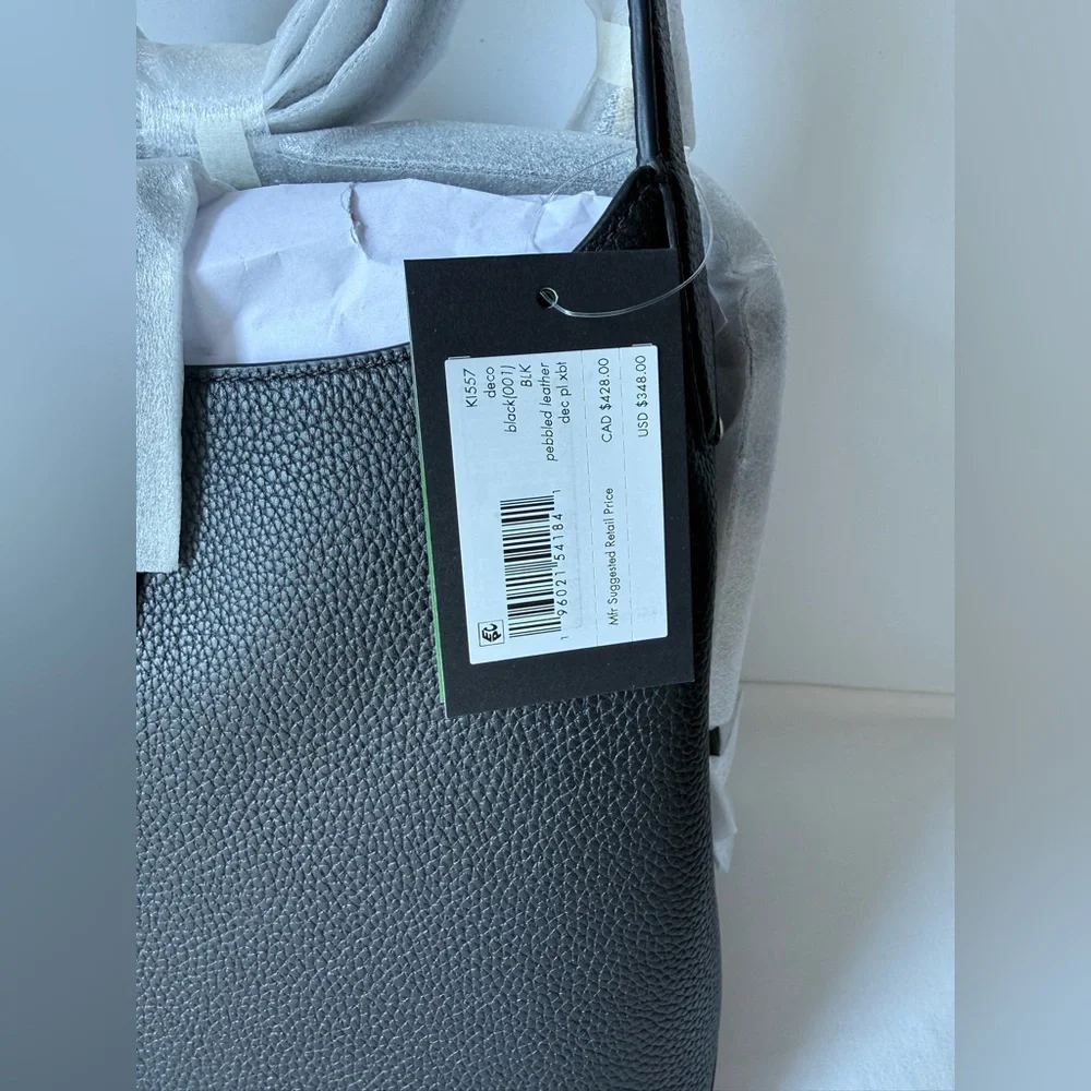 NWT Kate Spade Deco Crossbody Tote Handbag Black/Gold KI557